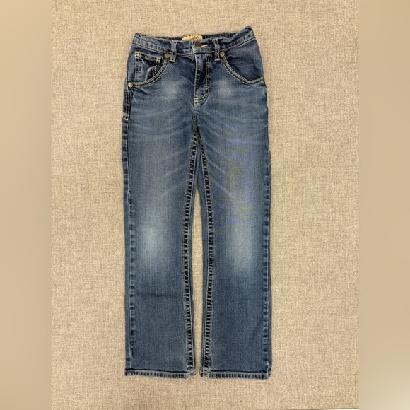 Wrangler 20X Jeans Boys Size 12 Slim Adjustable Waist Straight Leg Dk Denim 0076 - Picture 2 of 10